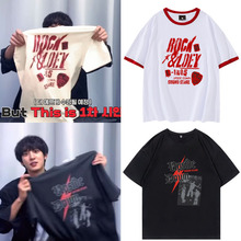EXO朴灿烈UpsideSound同款棉圆领休闲男女衣服宽松短袖T恤