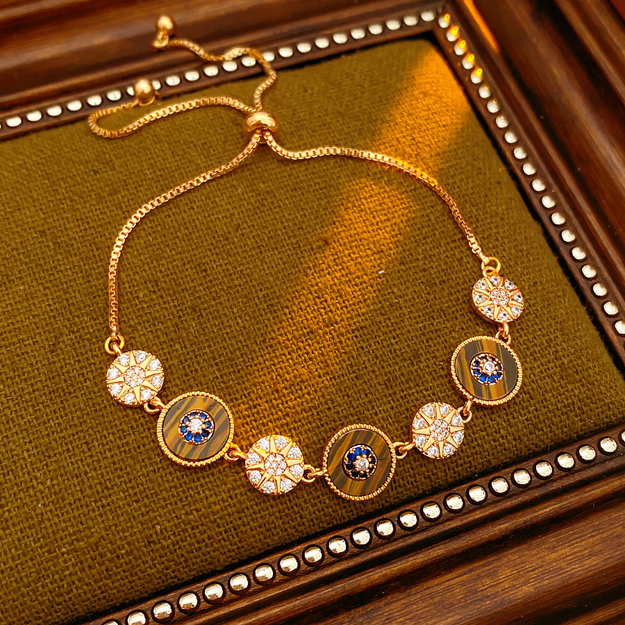 Medieval vintage zircon pulsera redonda lujo ligero pulsera de alta sensación de moda retro exquisita joyería versátil mujer