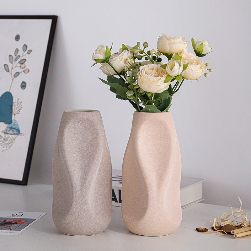 Adornos de escritorio de cerámica estilo INS, jarrón vintage para el hogar, arreglo de flores secas rústicas para mesa de salón, adornos estilo INS.
