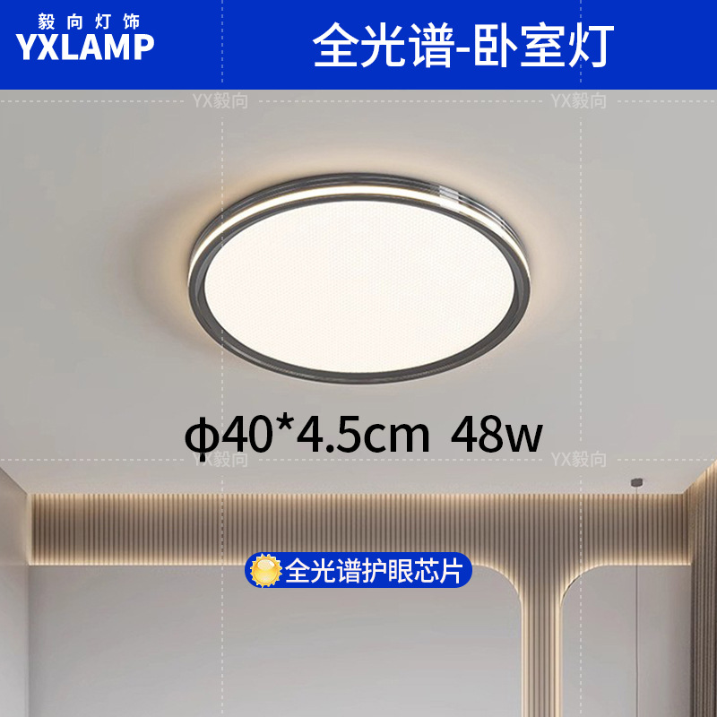 Luz de sala de estar de espectro completo, lámpara principal, lámpara de techo, iluminación para el hogar, lámpara de dormitorio moderna y minimalista, lámpara Zhongshan negra