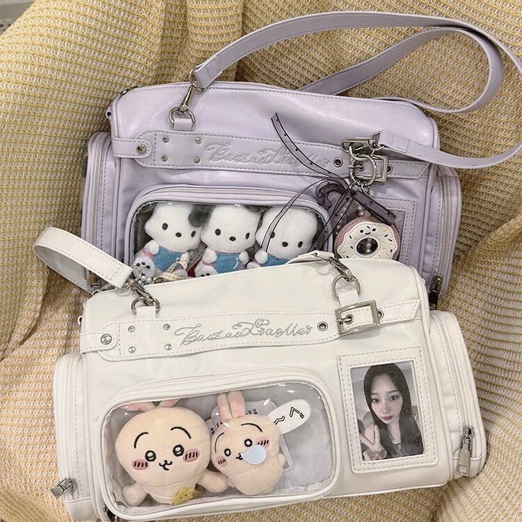可藏灯牌原创痛包小众女包百搭休闲手提单肩透明波士顿【小春町】|undefined