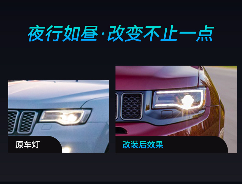 Suitable for Jeep Grand Cherokee 14-22 modified JEEP car led headlight assembly streamer steering headlight