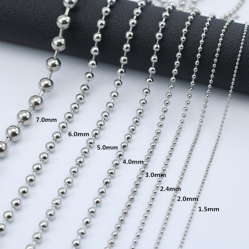 bead chain manufacturers diy jewelry accessories iron bead chain ball bead chain stainless steel bead chain men's long necklace tag chain