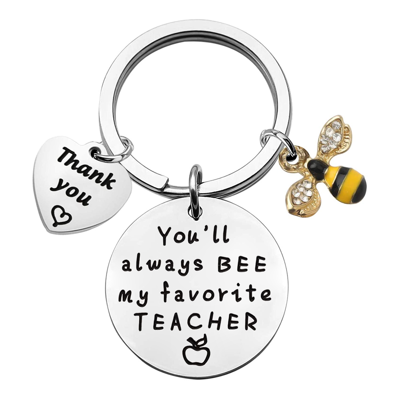 Modern Style Bee Stainless Steel Inlay Rhinestones Teachers' Day Women's Bag Pendant Keychain display picture 1