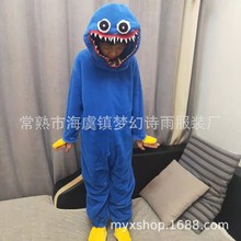 秋冬表演服可爱法兰绒蓝猫波比连体睡衣儿童男女动物卡通家居服