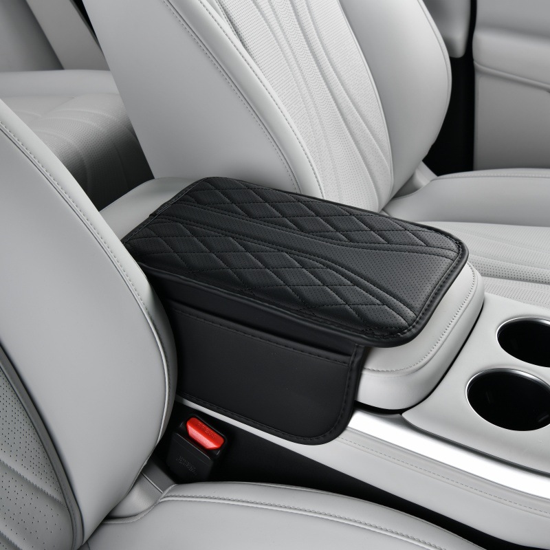 Universal Universal Car Armrest Box Pad Multifunctional Storage Bag Car Central Armrest Protective Pad Breathable Storage (Armrest box pad) - denim-black