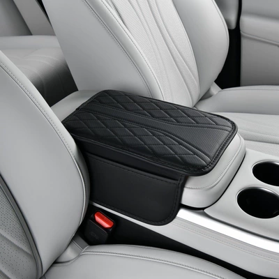Cross-Border Labelable Armrest Box Heightening Pad, Multifunctional Storage Bag, Breathable Universal Thin Car Armrest Box Pad (Armrest box pad) - black