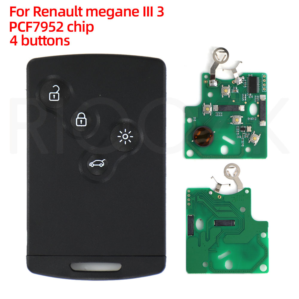 Renault 4 Button Remote Car Key PCF7952 Chip for Renault Megane (Car Keys) - 4-button-renault