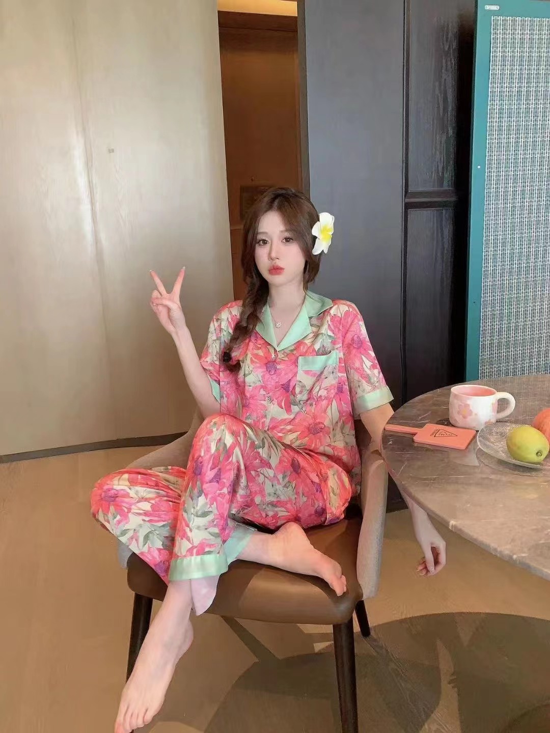 B0669 800K ĐỒ NGỦ NỮ LINTDC NGẮN TAY CẢ BỘ 3 MÓN MÙA HÈ THỜI TRANG NỮ ĐỒ NGỦ HOẶC MẶC NHÀ G02 SẢN PHẨM MỚI