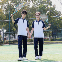 夏季新款短袖T恤校服套装初中高中生运动会出场服活动班服POLO衫