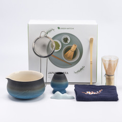 陶磁グラデーション阴雕远山抹茶茶碗抹茶ブラシ百本立茶立宋代点茶抹茶器ツール
