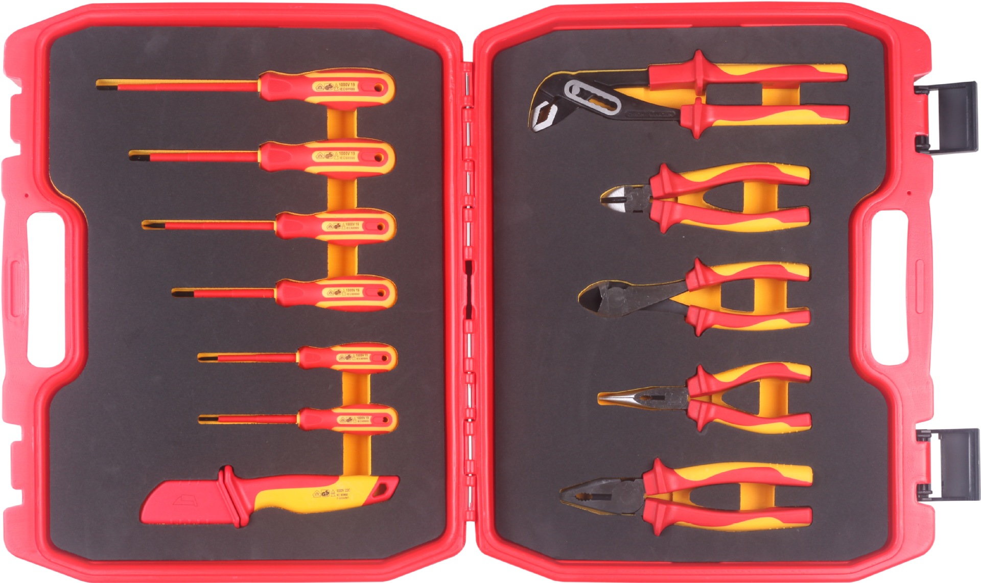 VDE绝缘螺丝批电缆刀钢丝钳尖嘴钳大头斜口钳水泵钳汽修工具箱