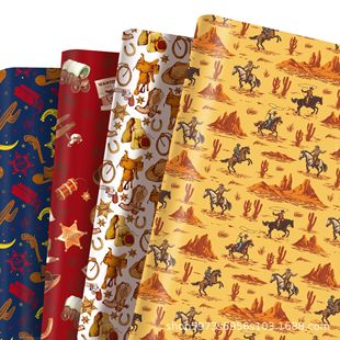 Wz049 Western Cowboy Boy Gift Decorative Paper Party Gift Box Decorative Outer Wrapping Paper