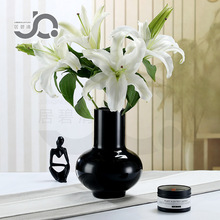 现代简约黑色玻璃花瓶创意插花摆件客房玄关电视柜办公室书桌软装