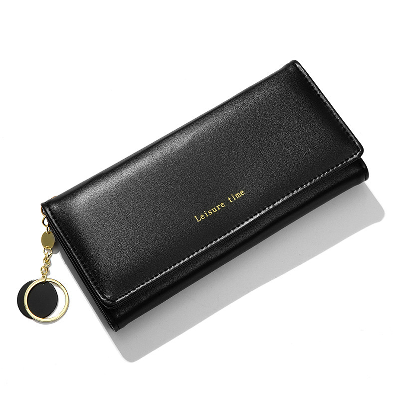 Cartera de mujer larga bolsa de tarjetas de color sólido gran capacidad de mujer alta sensación de cremallera transfronteriza billetera de moda mujer image 3