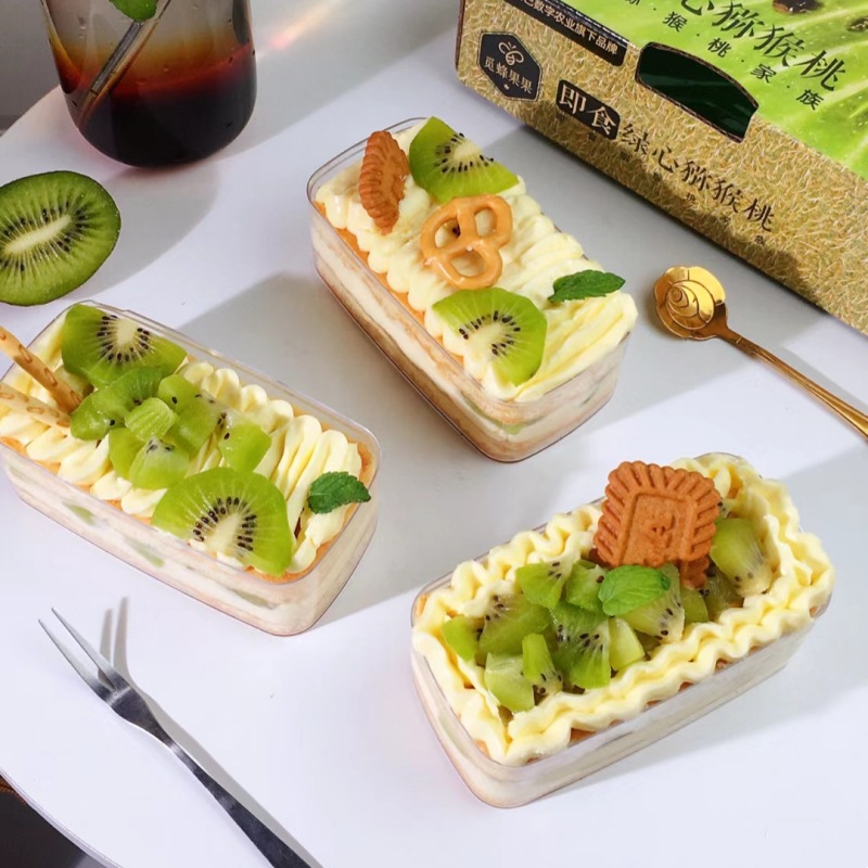 Caja de almacenamiento de Internet celebridad mousse leche de soja tiramisú galleta caja de embalaje rectangular caja desechable de plástico transparente