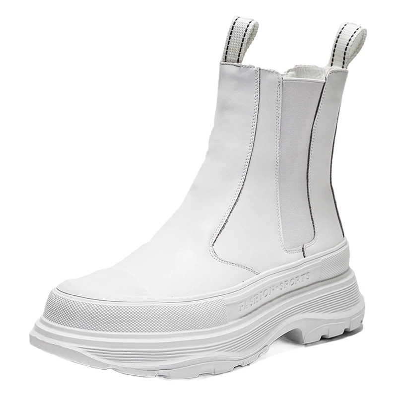 Осенне-зимние мужские модные ботинки из натуральной кожи на толстой подошве, двухслойные ботинки из коровьей кожи, Повседневные Дышащие мужские ботинки челси