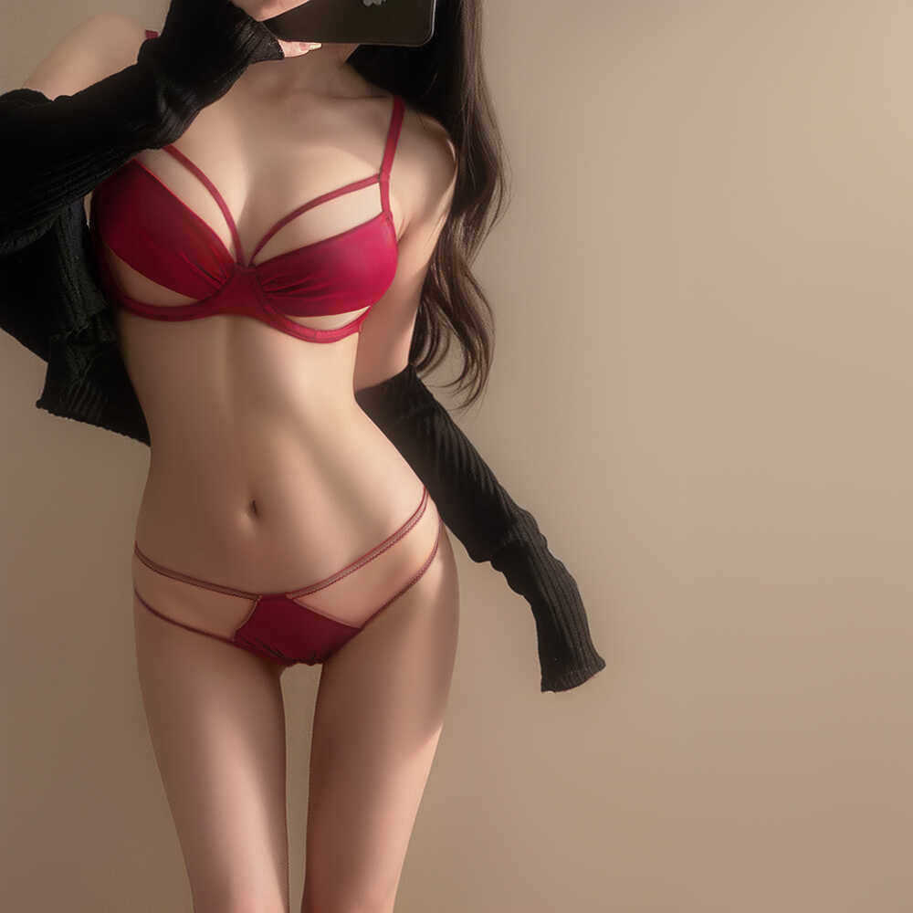 French-style ultra-thin hollow-out bust-enhancing lingerie set with soft underwire, lift and gather effect, side breast support, anti-sagging, sexy bra