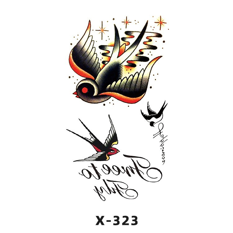 Arco de flor pequeña pegatinas de tatuaje fresco 3D dibujos animados transfronterizo Henna rosa impermeable texto en inglés pegatinas de tatuaje