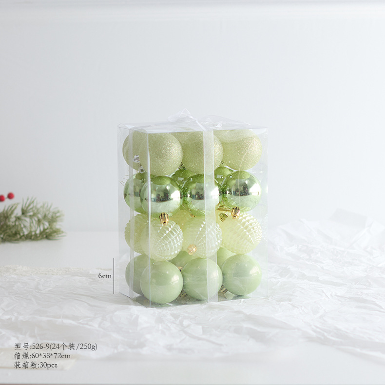 Nuevo producto transfronterizo 6/8/10cm Juego de bolas de Navidad verde Bola de forma especial Decoración de árbol de Navidad Colgante Bola de color