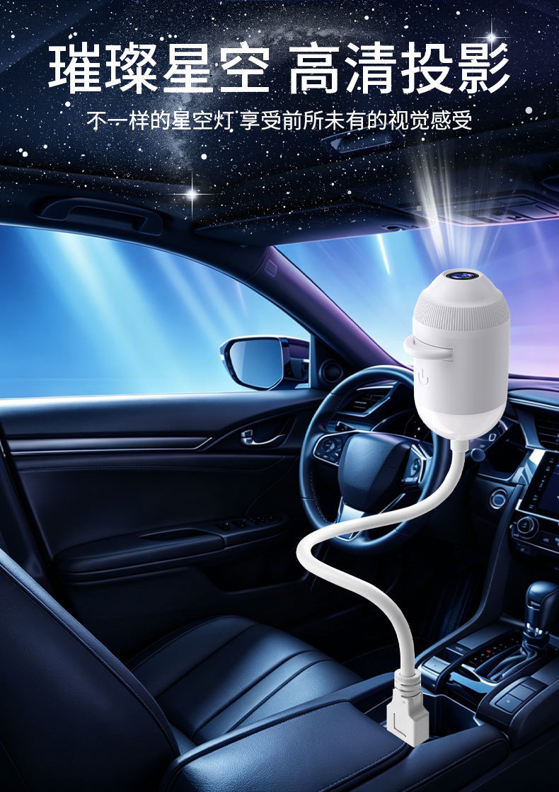 Cross-Border New USB Starry Sky Projection Lamp Car Interior Home Bedroom Night Light Romantic Galaxy Atmosphere Light