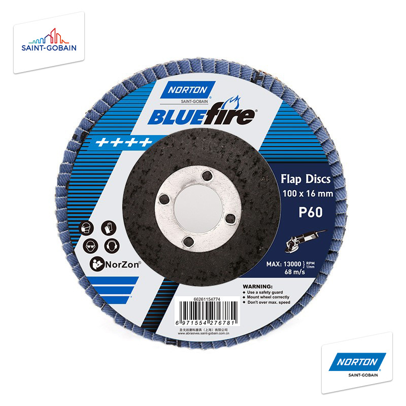 圣戈班诺顿 蓝火4寸平面百页碟 百页片 100x16弹性磨盘