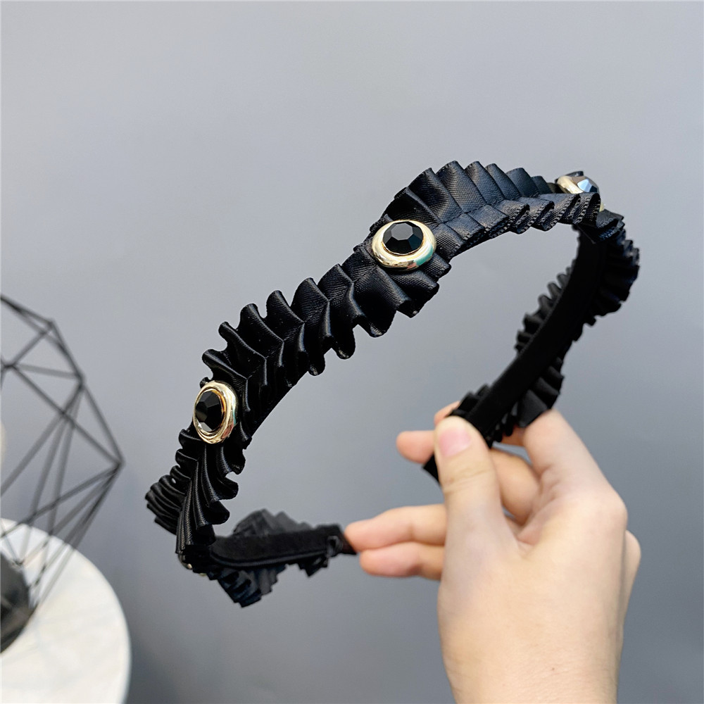 Korean Fashion  Pearl  Black Fold Ribbon Headband display picture 6