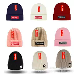 Autumn and Winter New Knitted Hat for Men and Women Couple All-match Cold Hat fleece-lined Thickened Ear Protection Warm Wool Pullover Cap
