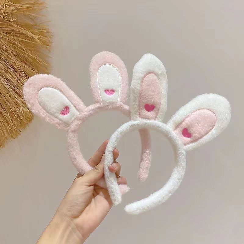 ぬいぐるみの愛の耳のウサギの髪のカチューシャの女性の顔を洗うカチューシャのかわいい清新で甘いカチューシャの髪の束の飾り|undefined