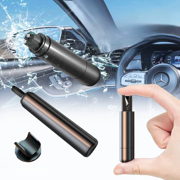Multifunctional Car Window Breaker with Cutter for Quick Window Breaking and Seatbelt Cutting, Two-In-One, Cross-Border Packaging in Chinese and English