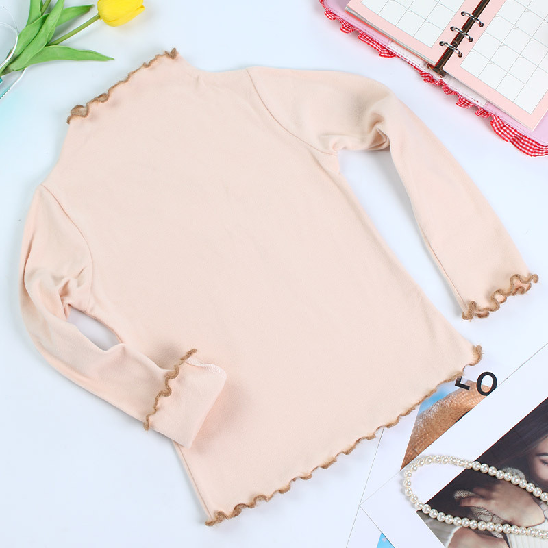 Otoño e invierno de terciopelo camisa de fondo para niños color sólido camisa de manga larga para niñas bebé cálido suéter ropa de otoño camiseta