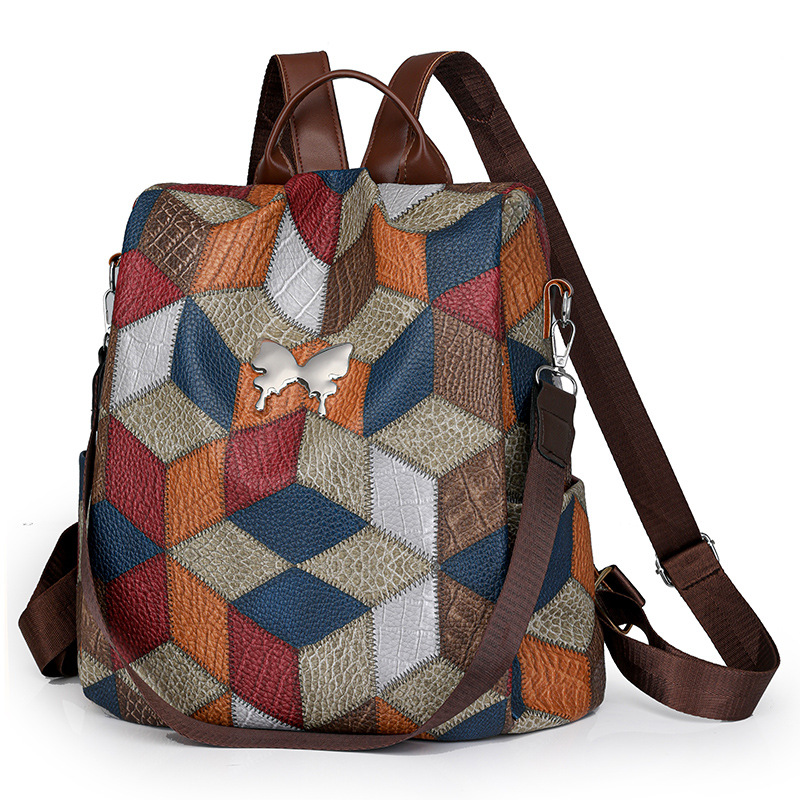 Nueva mochila de mujer de gran capacidad con costuras de rombos, moda casual, bolso de viaje portátil de un solo hombro, mochila de viaje al por mayor