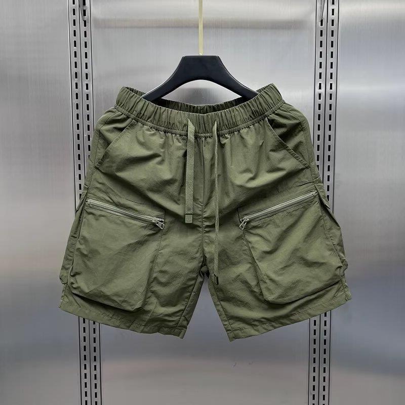 Summer Thin Outdoor Cargo Shorts for Men, Loose Casual Five-Point Shorts, Quick-Drying Outer Wear, Pocket Zipper, Breathable Mid-Pants