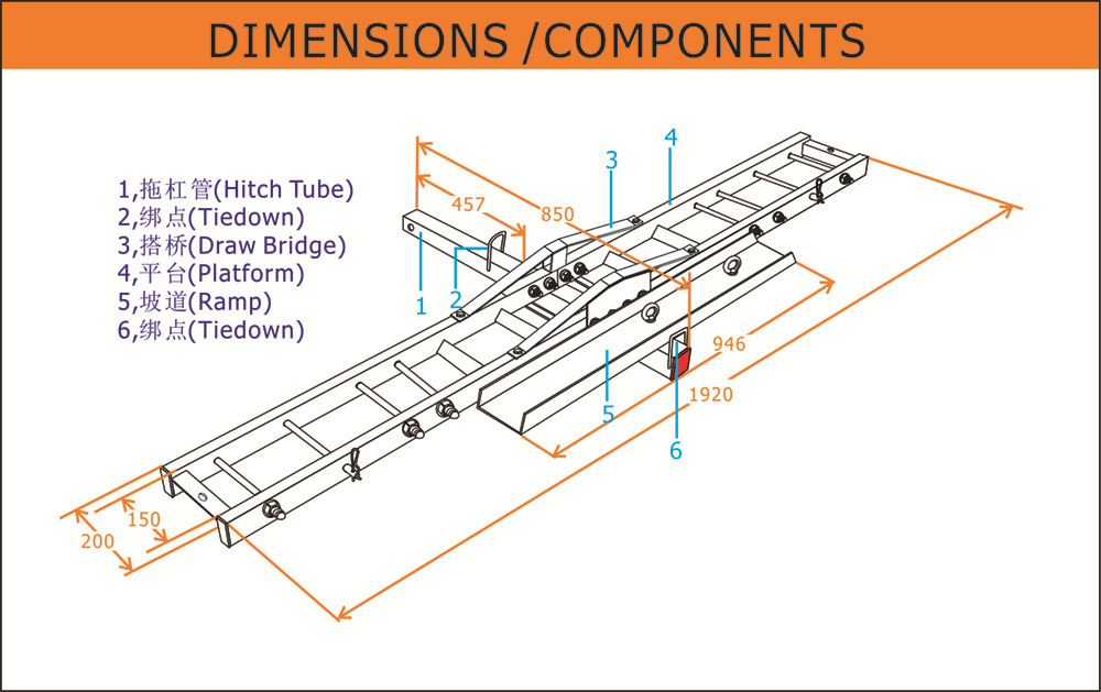 Rear Hitch Mount Motorcycle Carrier for Installation on the Rear of the Vehicle