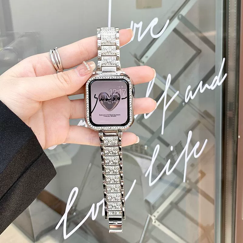 Подходит для Apple iwatchS10Ultra9 поколения 876543 часы с металлическими стразами для женщин