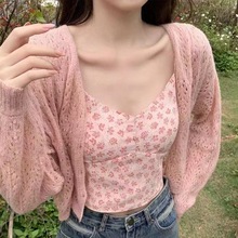 新款法式小碎花吊带背心女甜美田园风修身显瘦内搭外穿美背上衣潮