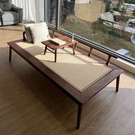 新中式罗汉床现代简约黑胡桃木禅意沙发客厅床榻阳台休闲沙发床