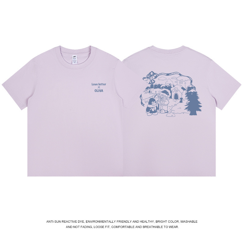 メンズ日本のレトロプリント半袖メンズピュアコットン多用途ルーズカップルトレンディなブランド夏の Tシャツ女性トップスイン|undefined