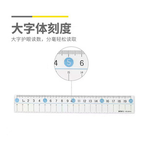 Chenguang set ruler big font student drawing tool ruler 4-piece wave ruler 20CM set ruler ARL960X2
