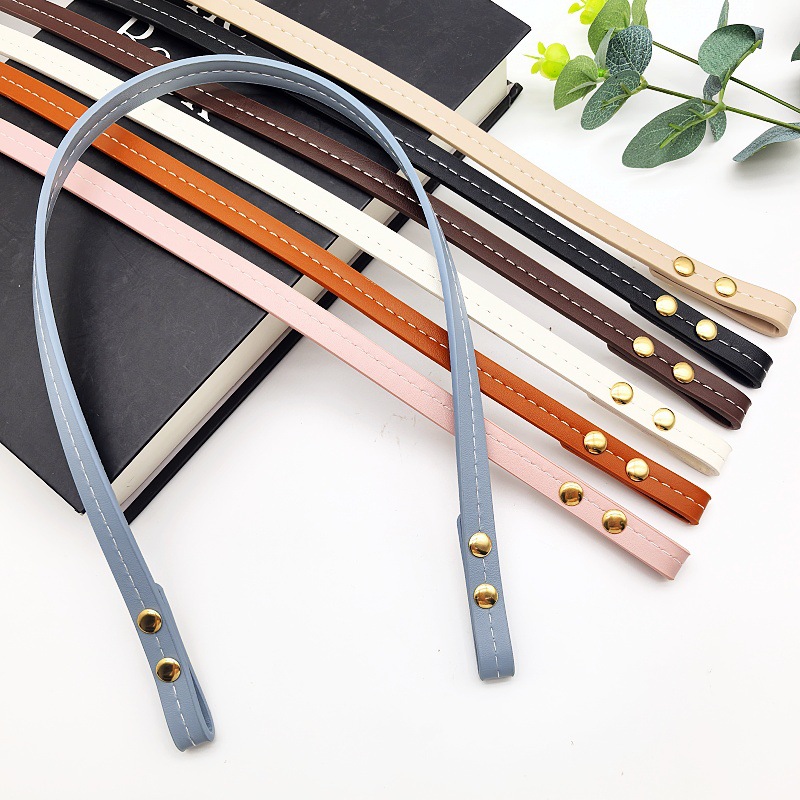 Thickened Pu Pressed Strap for Handmade Straw Bags and Rattan Bags, Replacement Shoulder Strap, No-Punch Rivet Style Handbag Accessories