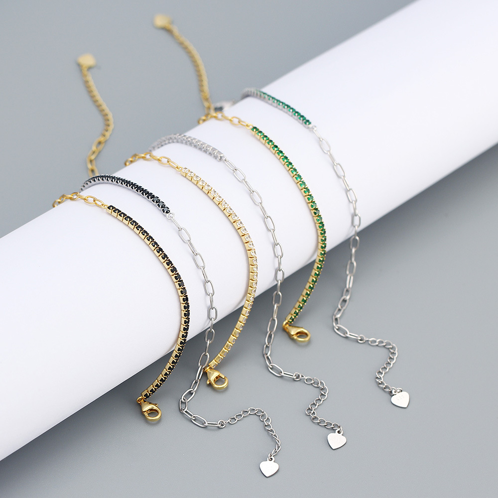 Fashion Geometric Heart Shape Silver Inlay Zircon Bracelets 1 Piece