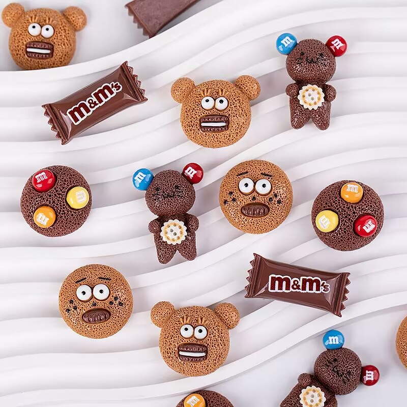 식품 장난감 m 콩 초콜릿 쿠키 수지 diy 크림 접착제 머리핀 휴대 전화 케이스 워터 컵 나막신 냉장고 자석 재료