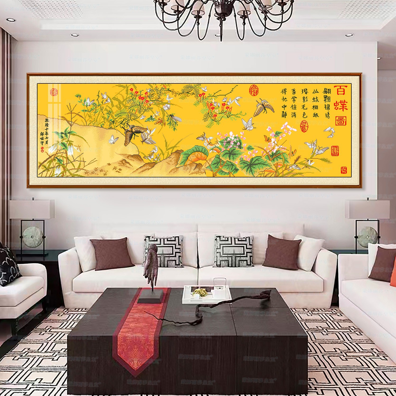 Punto de Cruz de la Mona Lisa, Pintura de Cien Mariposas de Lang Shining, Versión Mejorada de Punto de Cruz con un Toque de Alta Gama para la Sala de Estar, Estilo Nuevo. image 1