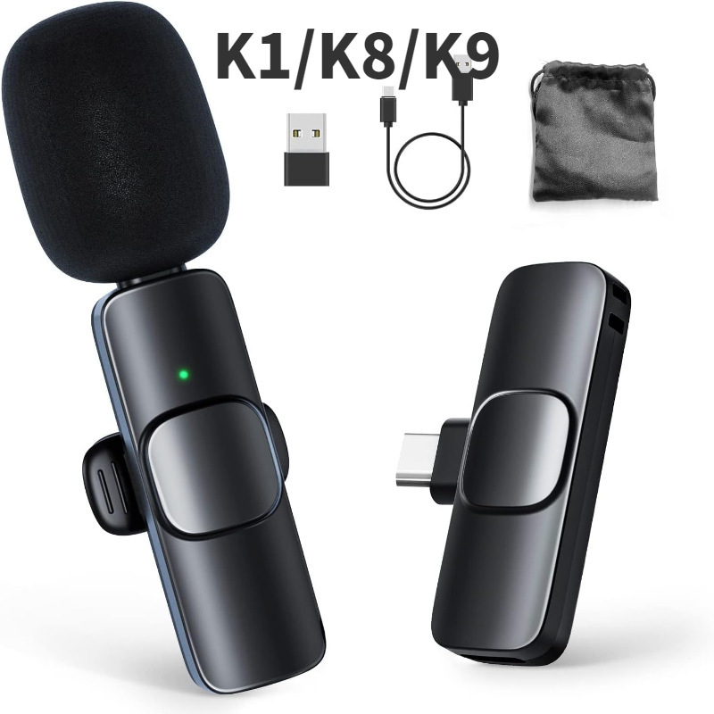 Lavalier Microphone K9 Wireless Live Broadcast Microphone K1 Cross-Border 2.4g Noise Reduction Outdoor Mini Microphone Universal for Mobile Phones Lavalier Microphone K9 Wireless Live Broadcast Microphone K1 Cross-Border 2.4g Noise Reduction Outdoor Mini Microphone Universal for Mobile Phones