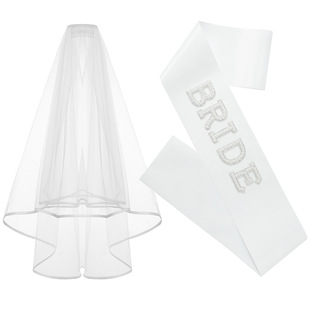 Cross-border brid pearl rhinestone letters etiquette ribbon ribbon veil suit bride-to-be wedding bachelor party