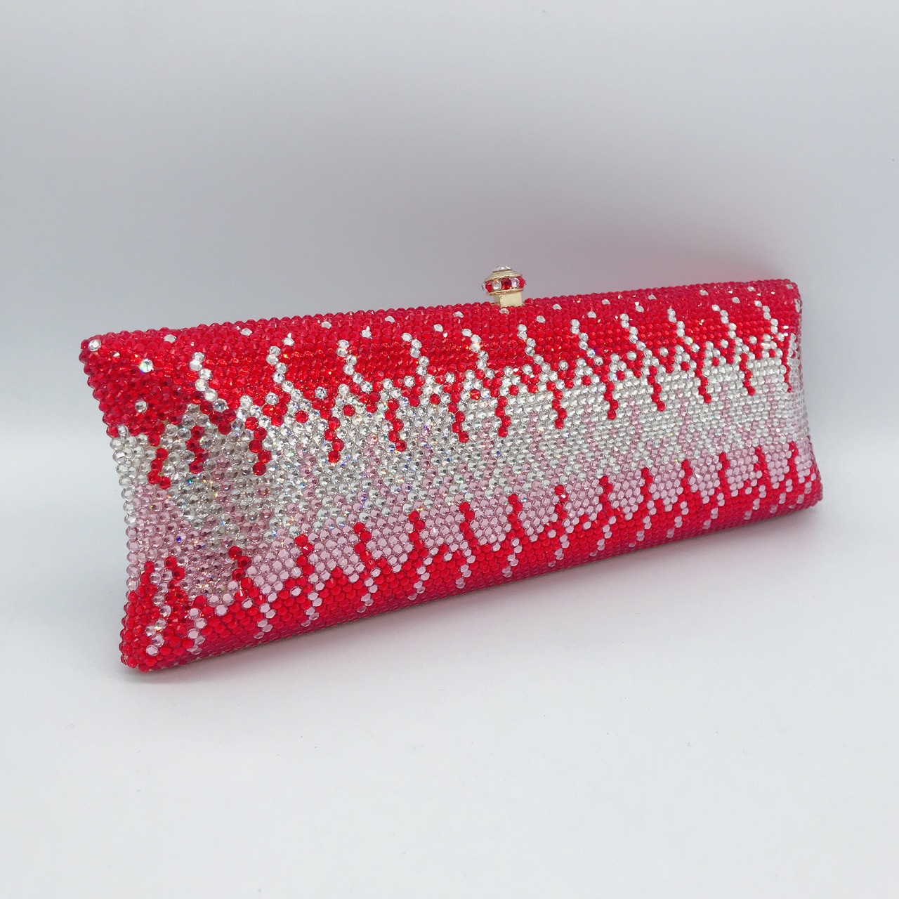 Túi clutch nữ đính đá rhinestone cầm tay hộp cứng dự tiệc — 10 # xanh ngọc chi tiết 40