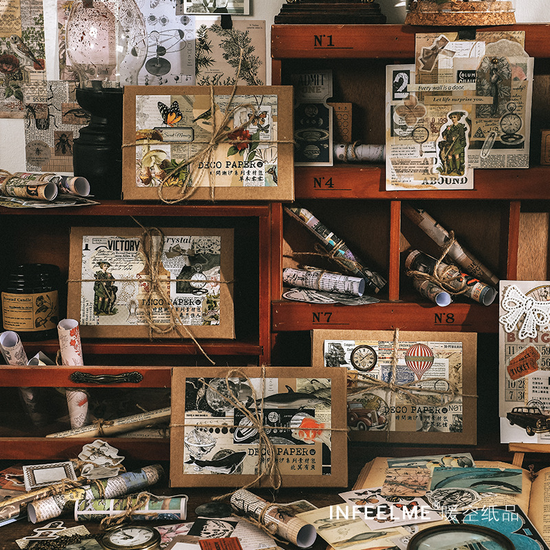 Infeel. Me material paquete tiempo serie Marea retro Diario DIY material decorativo pegatinas 200 piezas en 4 tipos