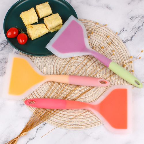 Silicone Tamagoyaki transparent two-color silicone wide-mouth frying spatula semi-transparent Tamagoyaki spatula kitchen utensils silicone spatula