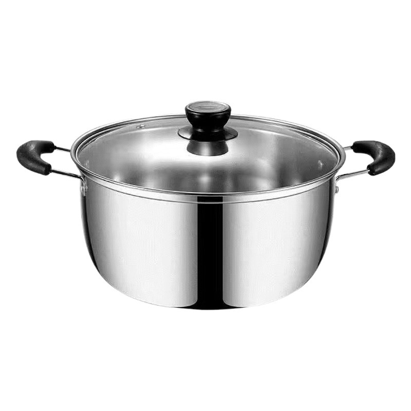 Cross-Border 201 Stainless Steel Soup Pot Double-Ear Thickeneded Soup Pot Induction Cooker Gas Stove Soup Steamer Baby Food Pot