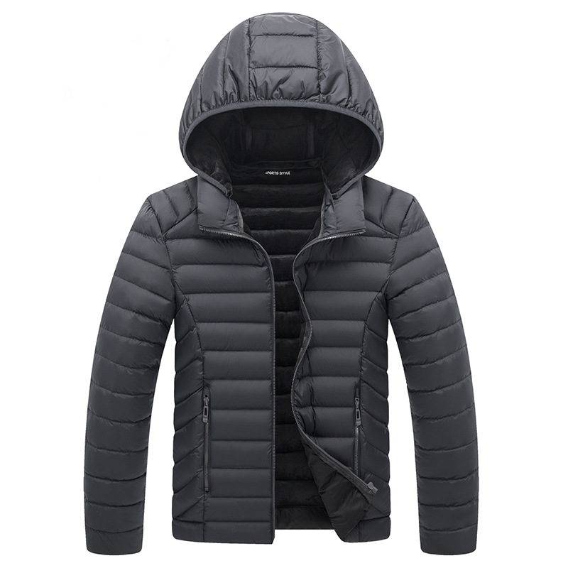 Amazon transfronterizo de los hombres de lana forrada engrosada ropa de algodón acolchado con capucha Pat ropa de algodón acolchado costilla de algodón europeo y americano de suministro de comercio exterior al por mayor